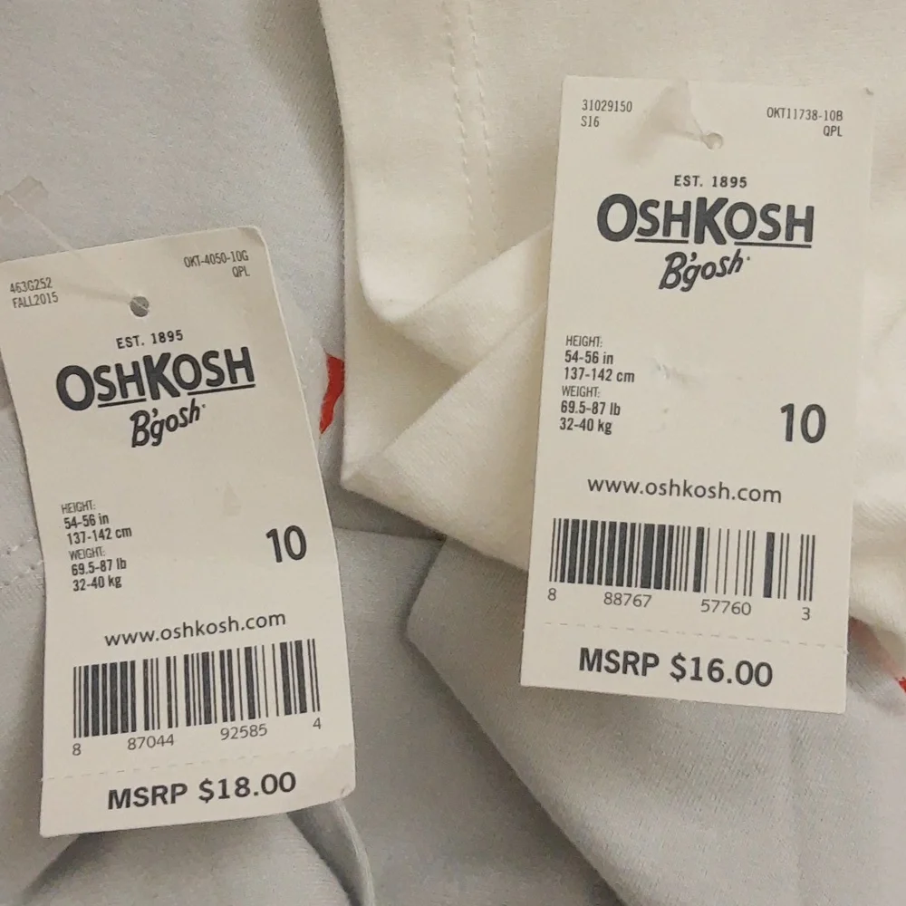 OshKosh B’gosh 100% Cotton 2 Tee Bundle Dinosaurs USA Flag Boys Size 10 NWT